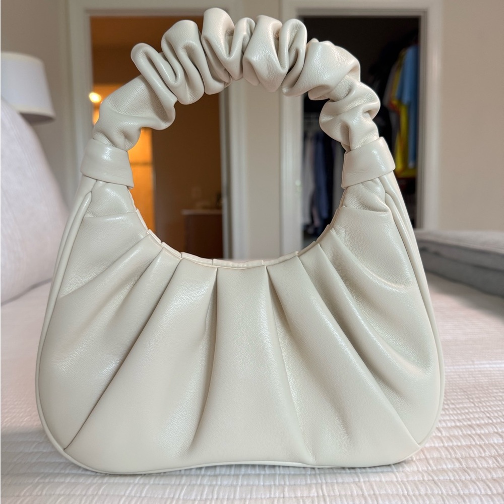 JW PEI Cream Ruched Handle Shoulder Bag